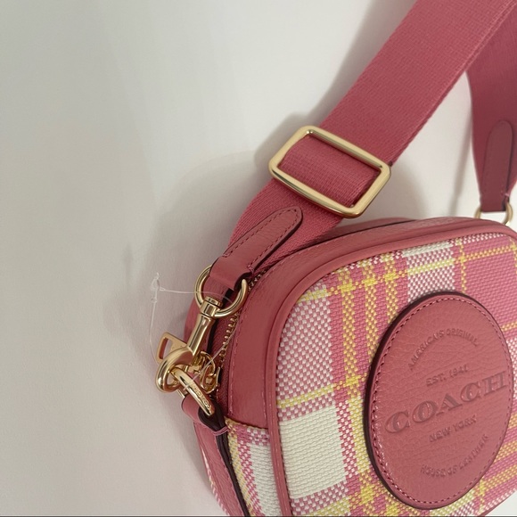 Coach Mini Dempsey Camera Bag With Garden Plaid Print And Coach Patch New W/ Tag - Picture 7 of 14
